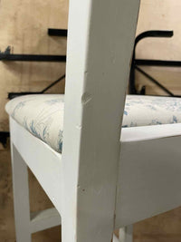 SET of 3 Vintage White Counter Stools w/ Toile Seat Cushions (AS IS)