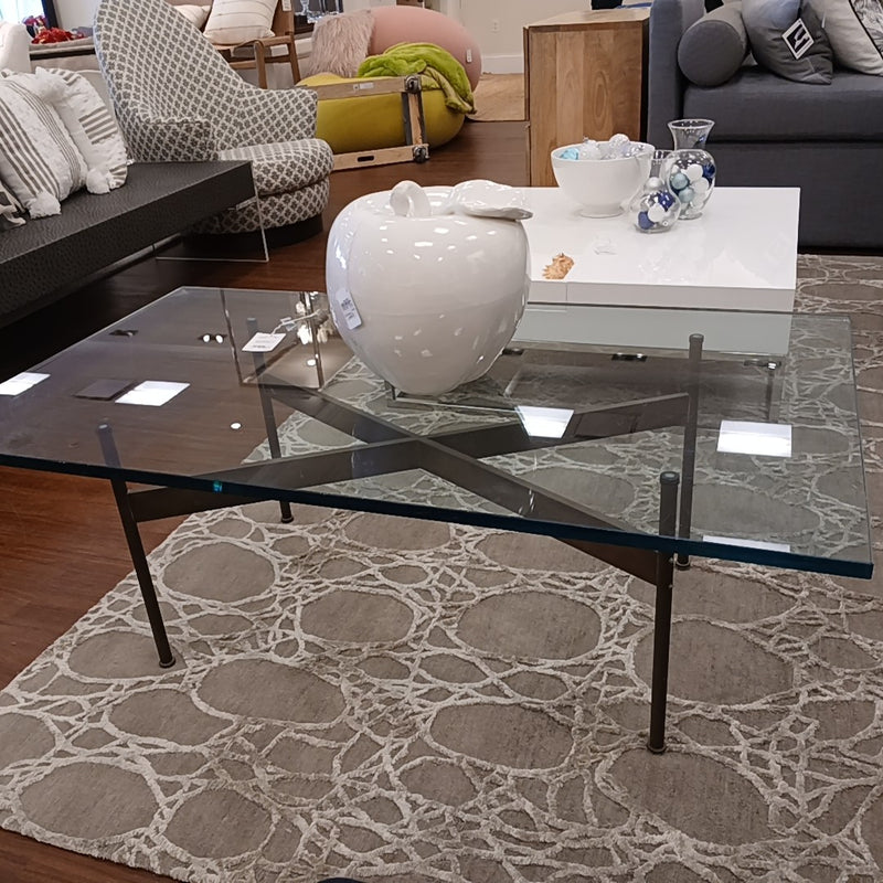 Custom Wrought Iron Cocktail Table w/ Beveled Edge Glasstop