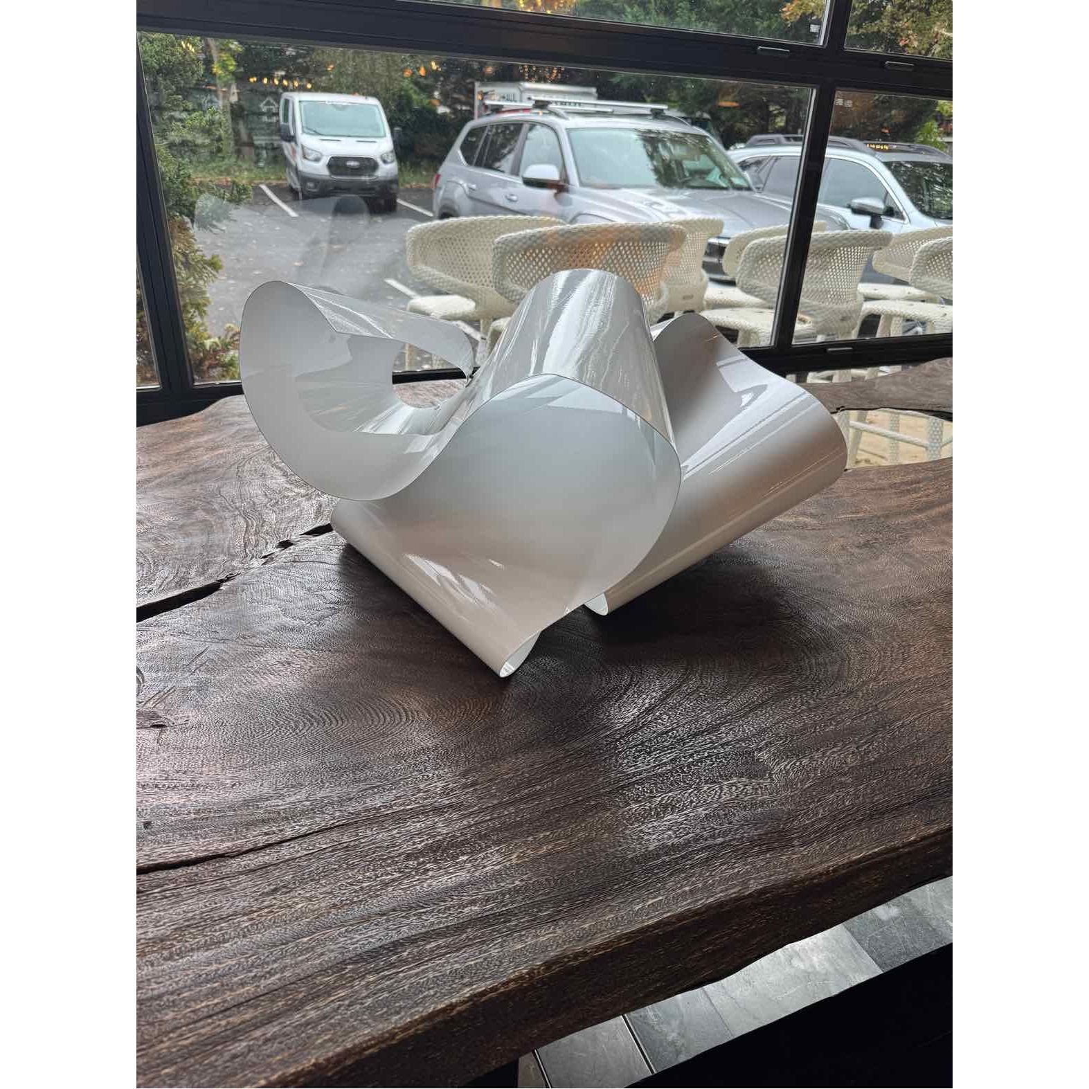 White Sheet Metal & Screws Looping Sculpture