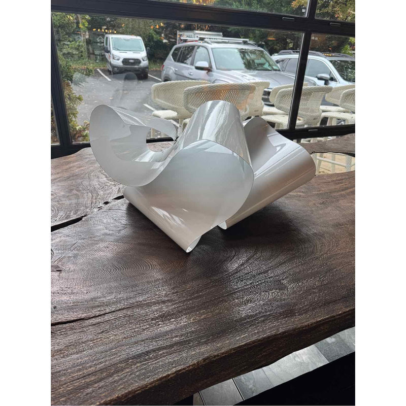 White Sheet Metal & Screws Looping Sculpture