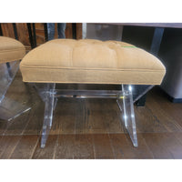 Lucite 'X Stool' w/ Tan Linen Seat by Jamie Dietrich