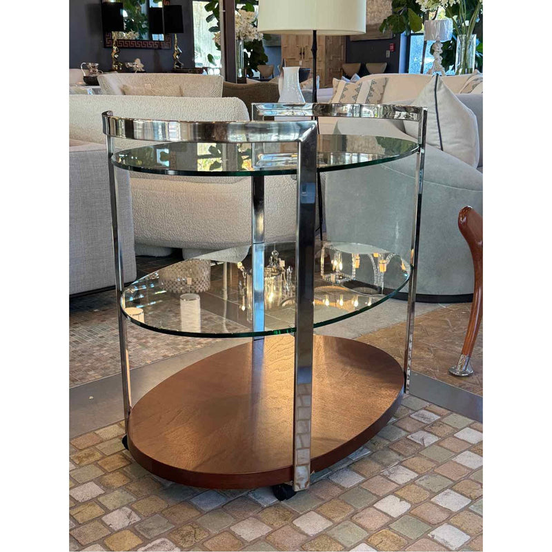 Gordon Glass & Chrome Tea Cart by Bassett Mirror Co.