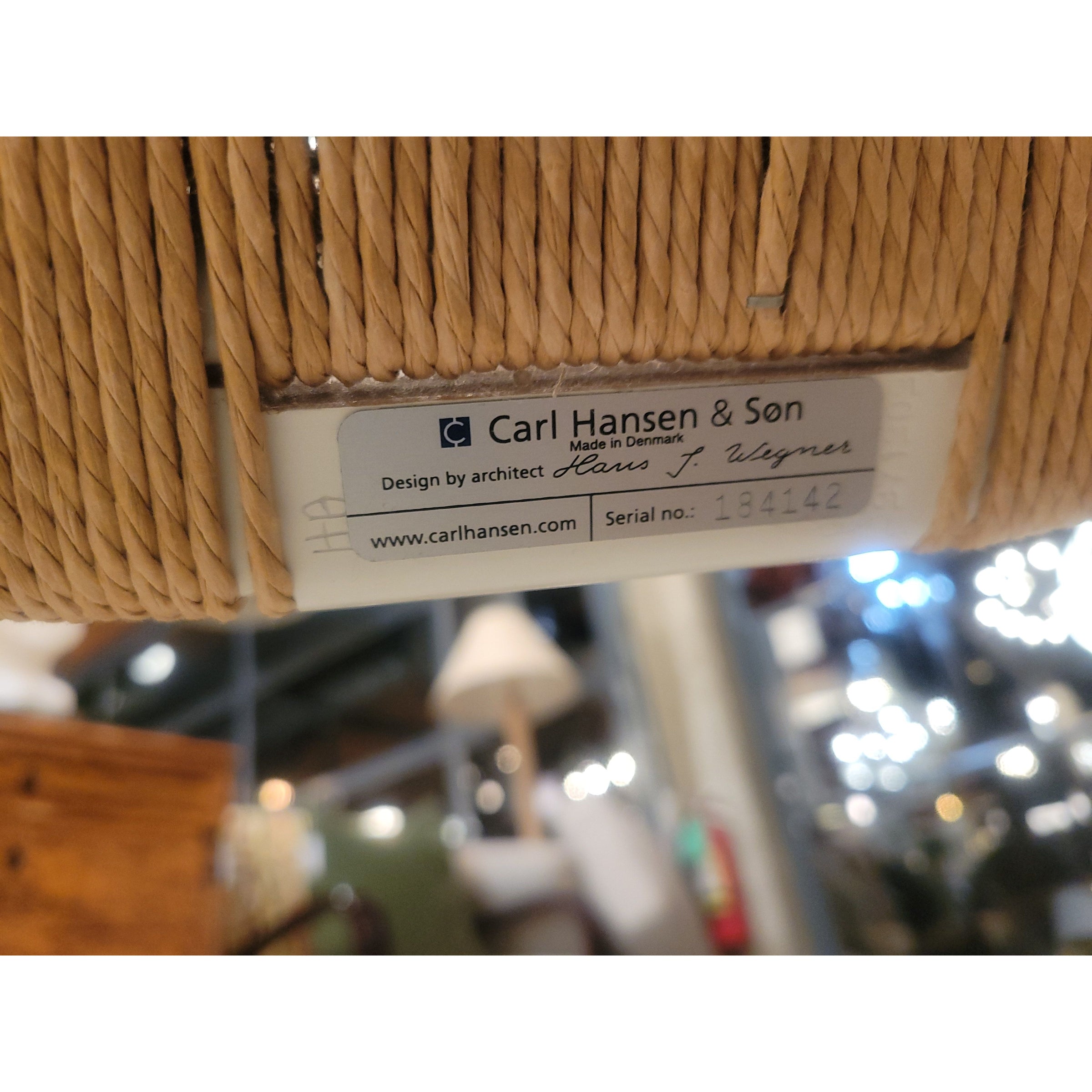 SET of 6 White Beech & Natural Cord Wishbone Chairs by Carl Hansen