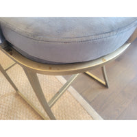 PAIR of Gray Velvet Bar Stools on Brass Bases by Ballard Designs