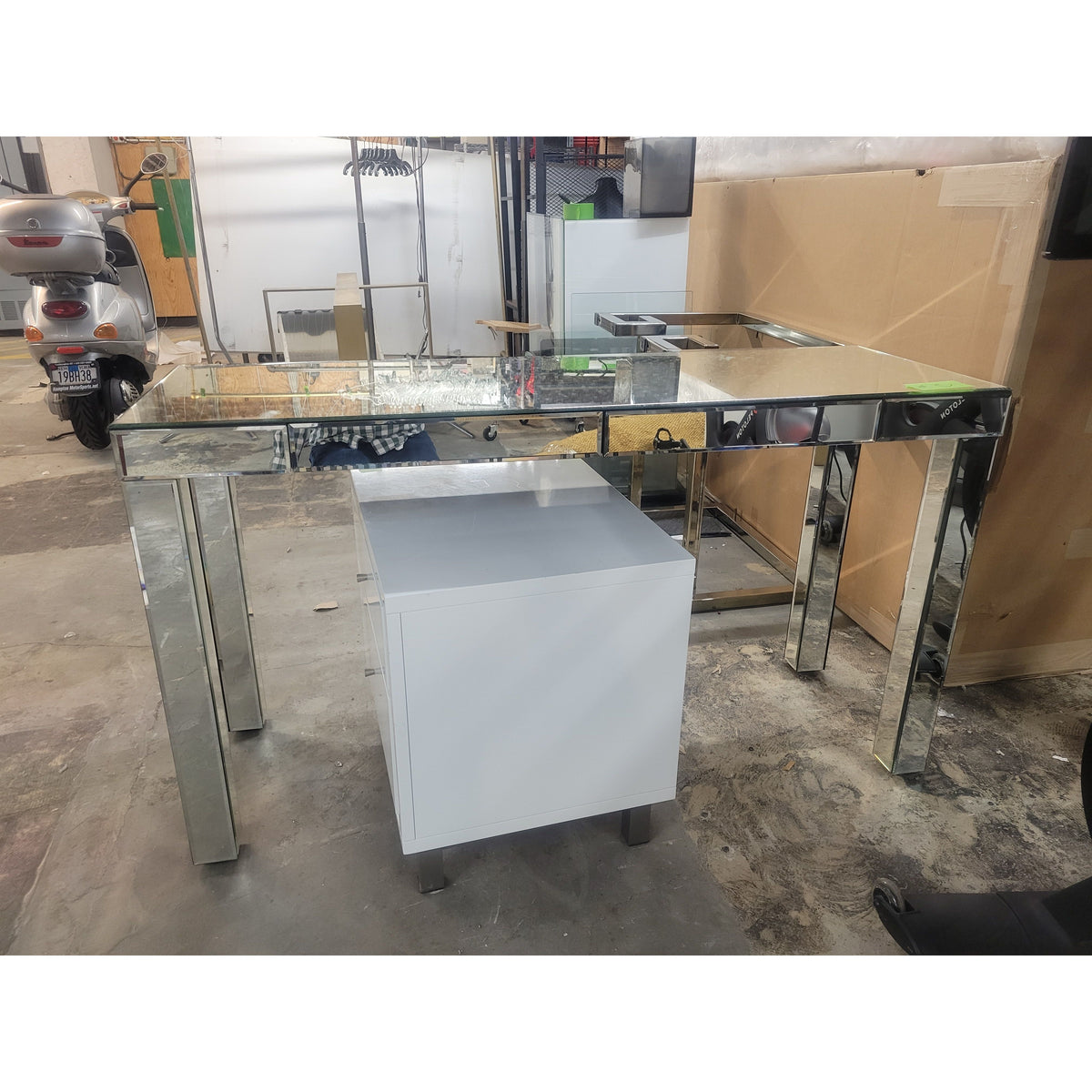 'Parsons' Mirrored Console Table w/ 2 Drawers