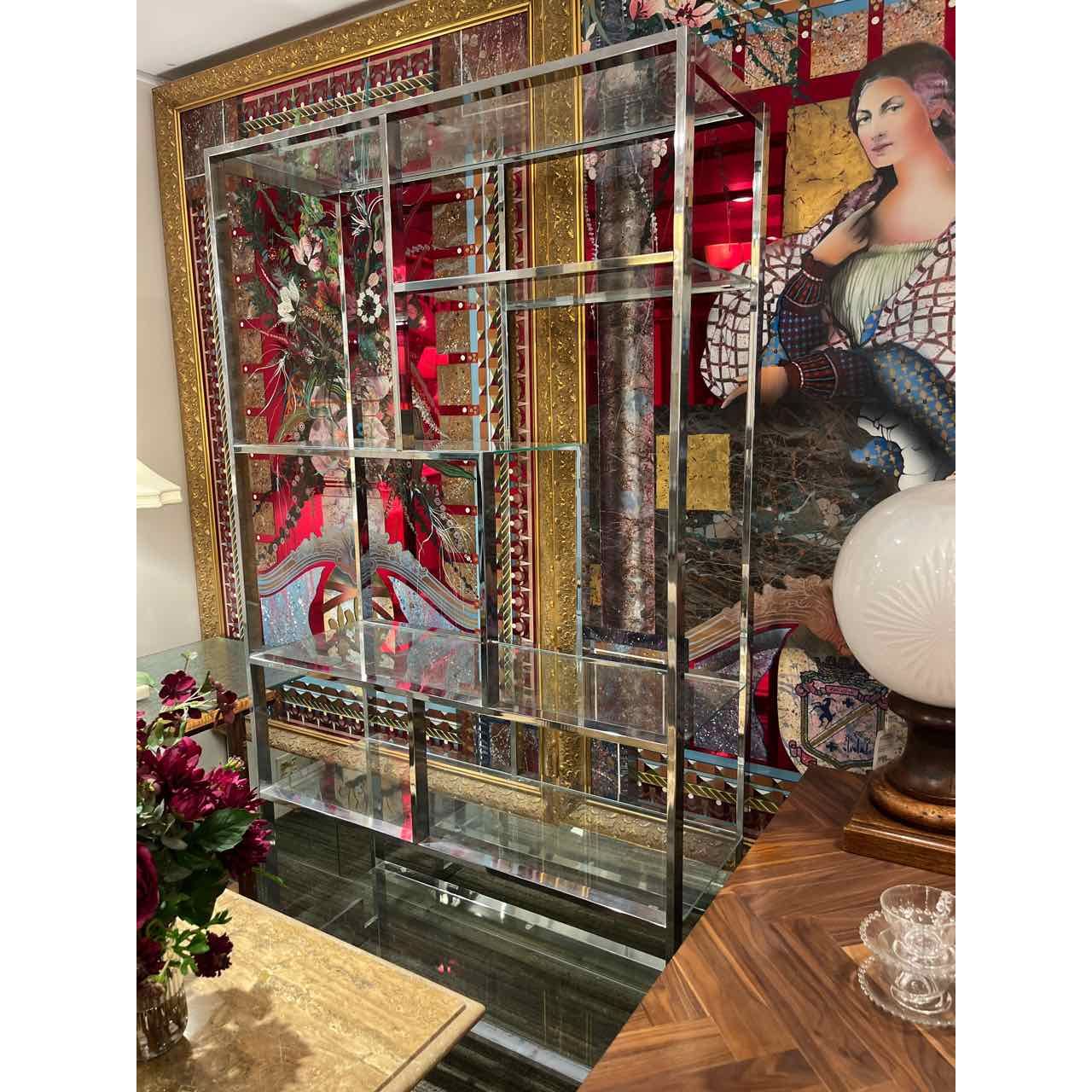 Mid-Century Modern Chrome & Glass Etagere (Milo Baughman Style)