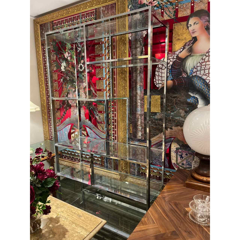 Mid-Century Modern Chrome & Glass Etagere (Milo Baughman Style)