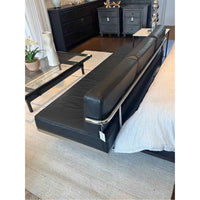Black Leather & Chrome Cassina LC5 3-Seat Sofa