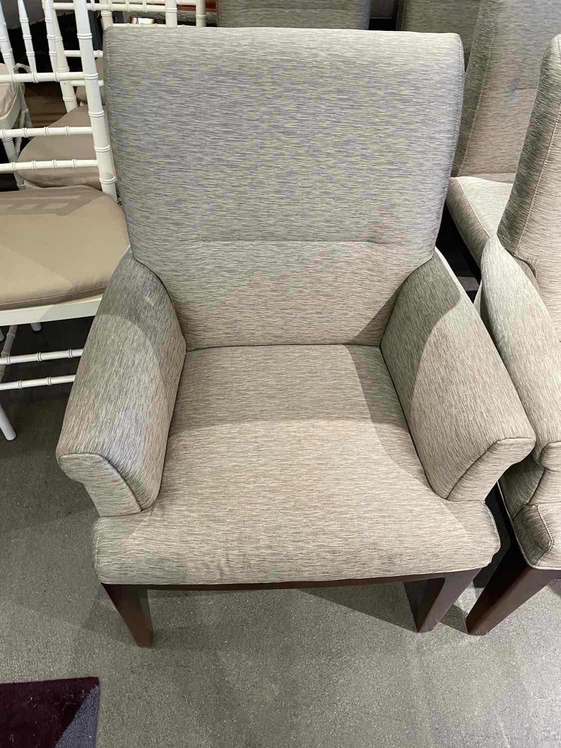 SET of 8 Gray Upholstered Dining Chairs by Bill Sofield for Baker (AS IS)