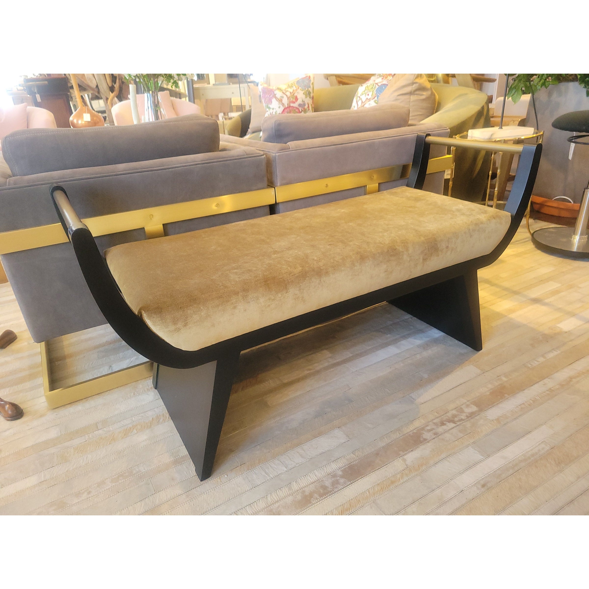 'Winston' Bench w/ Harvest Velvet & Dark Frame by Arteriors - colletteconsignment.com