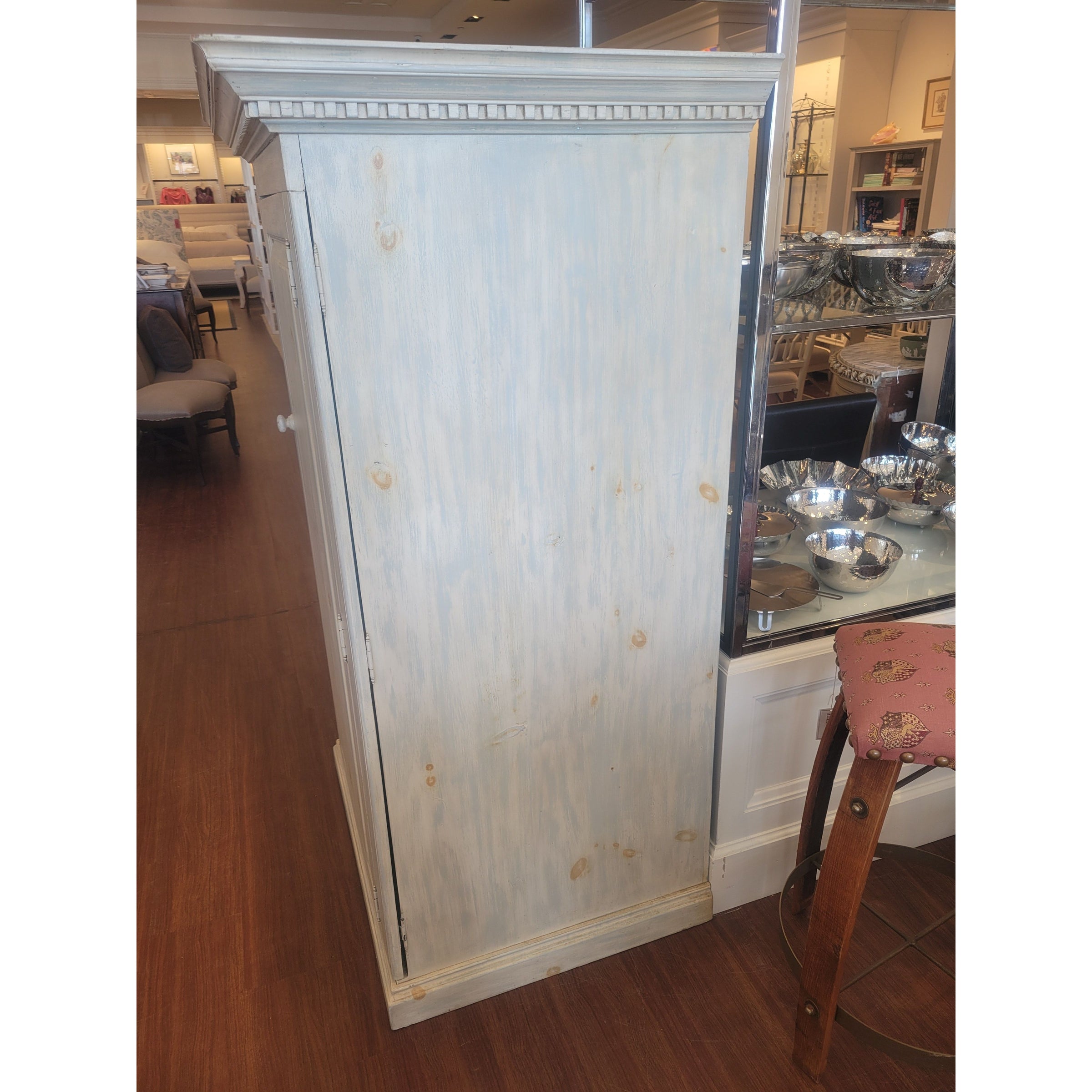 Vintage Whitewash Pine Storage Cabinet - colletteconsignment.com