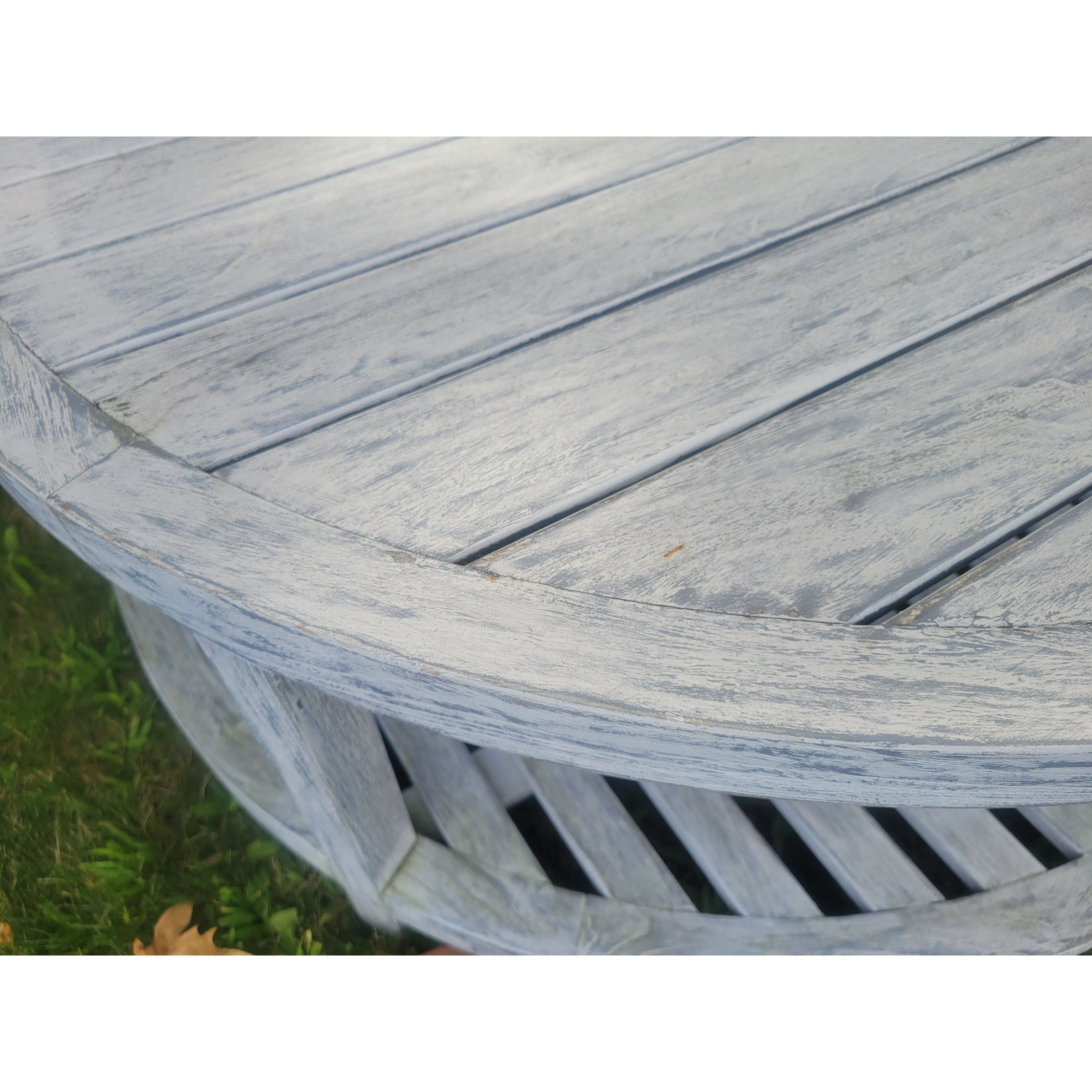 'Arbor' Gray Teak Round Coffee Table w/ Shelf by Janus et Cie