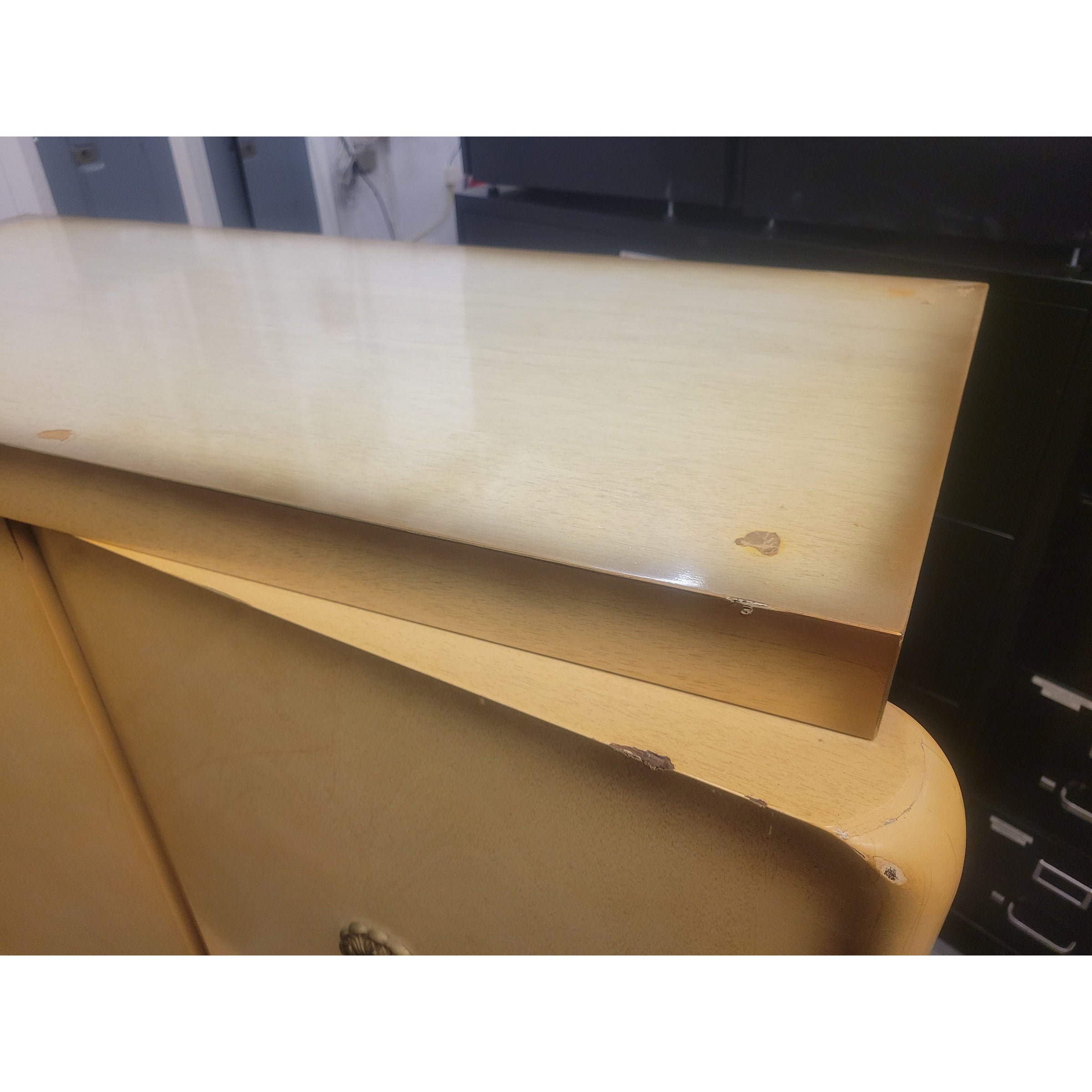 Custom 1960s 5-Drawer Pine Standing Dresser w/ Brass Pulls - colletteconsignment.com