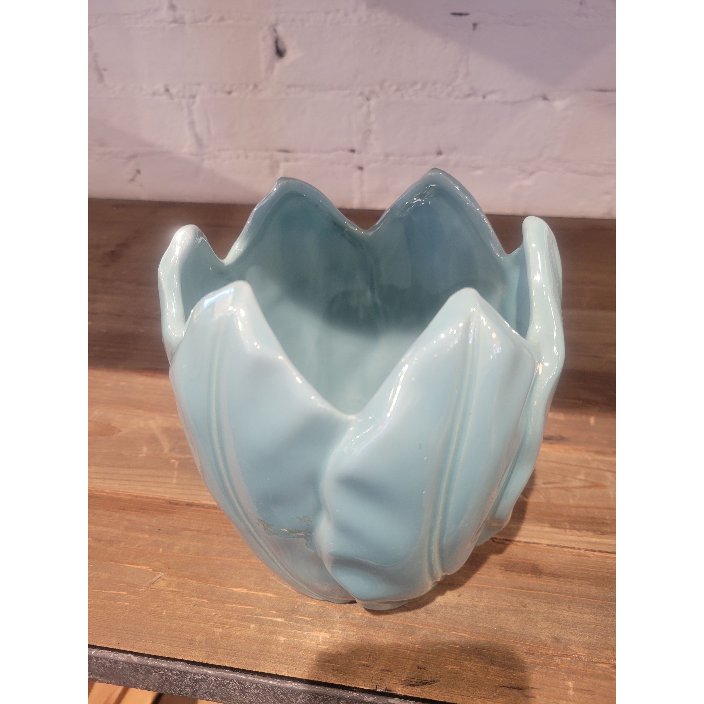 Pale Blue Lotus Shaped Ceramic Vase