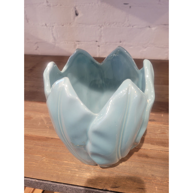 Pale Blue Lotus Shaped Ceramic Vase