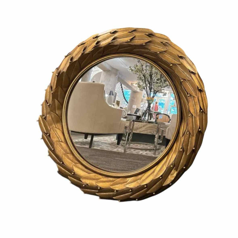 36" Round Gold Gilt Foliate Mirror