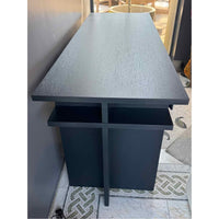 Black Plywood Desk w/ Drawer & Shelf
