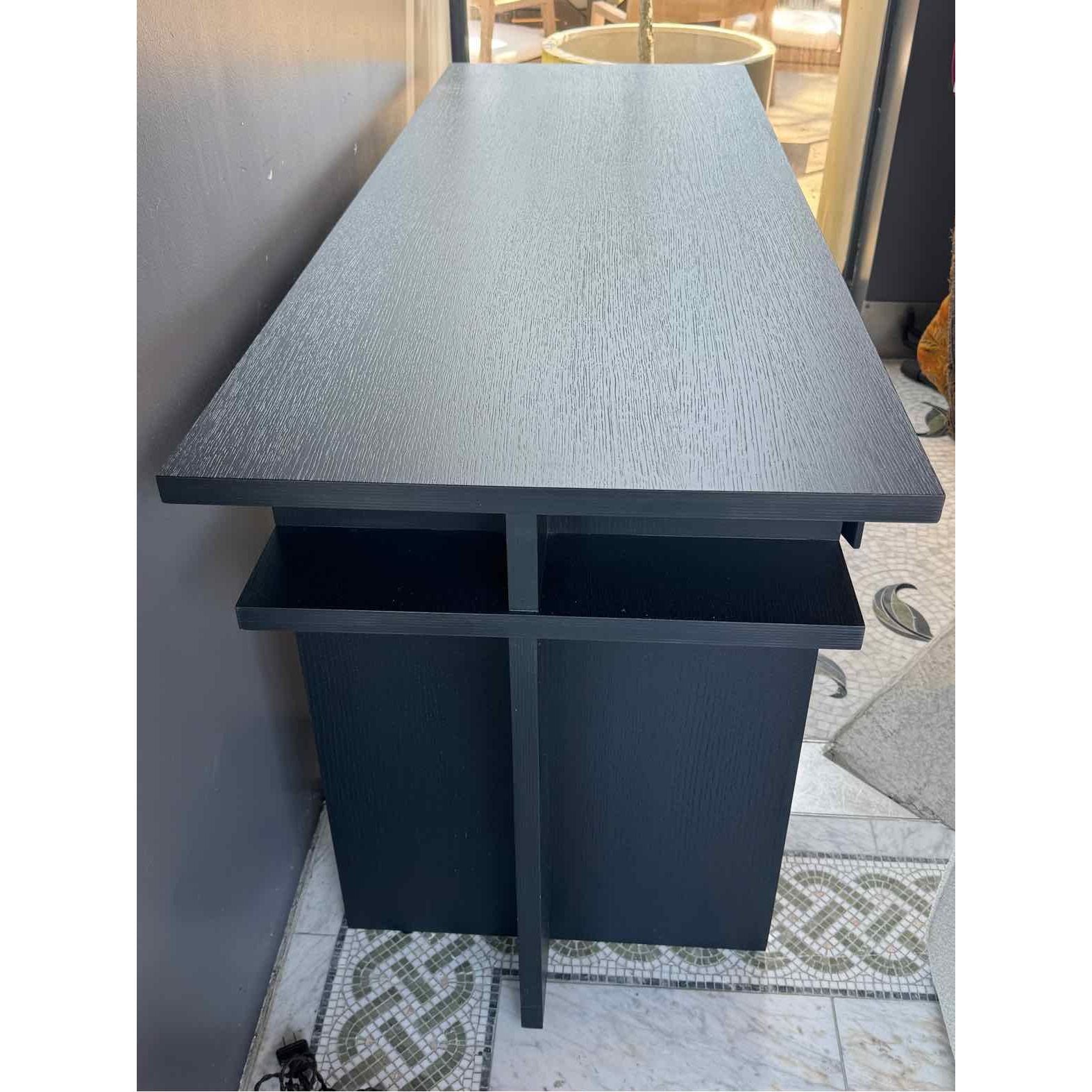 Black Plywood Desk w/ Drawer & Shelf