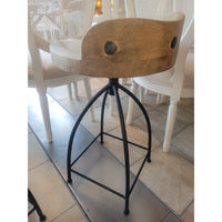 SET of 3 Henson Wood & Iron Swivel Counter Stools by Arteriors