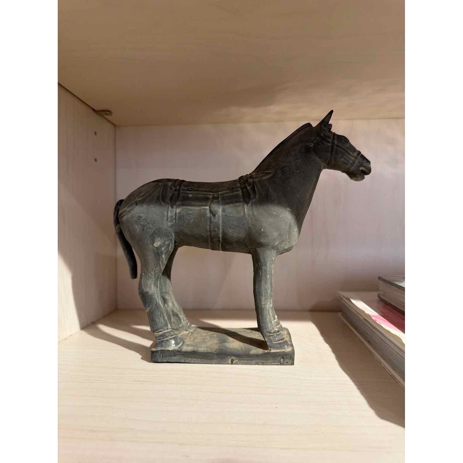 Pair of Chinese Qin Shi Huang Terracota Clay Horse Sculptures - colletteconsignment.com