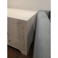 India White Faux Linen / Grasscloth 3-Drawer Nightstand by Dear Keaton - colletteconsignment.com