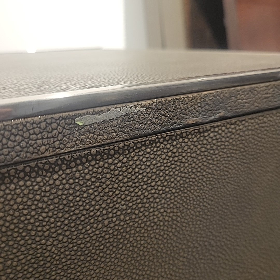 Shagreen & Chrome 4-Door Credenza by RH - AS IS - colletteconsignment.com