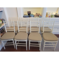 SET of 8 Bulgarian Faux Bamboo Dining Chairs w/ Tan Cushions - AS IS