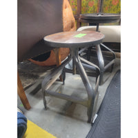 SET of 3 Vintage Round Wood & Iron Stools - AS IS