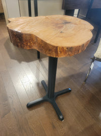 Live Edge Wood Drink Table on Black Metal Base