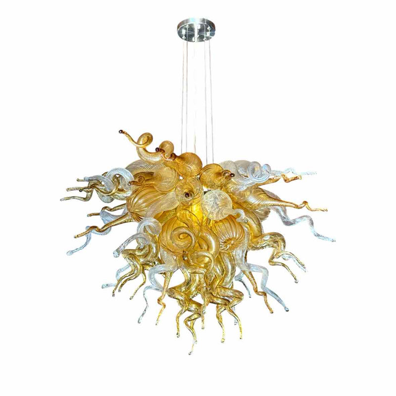 Chihuly Style Orange Murano Blown Glass Pendant Light