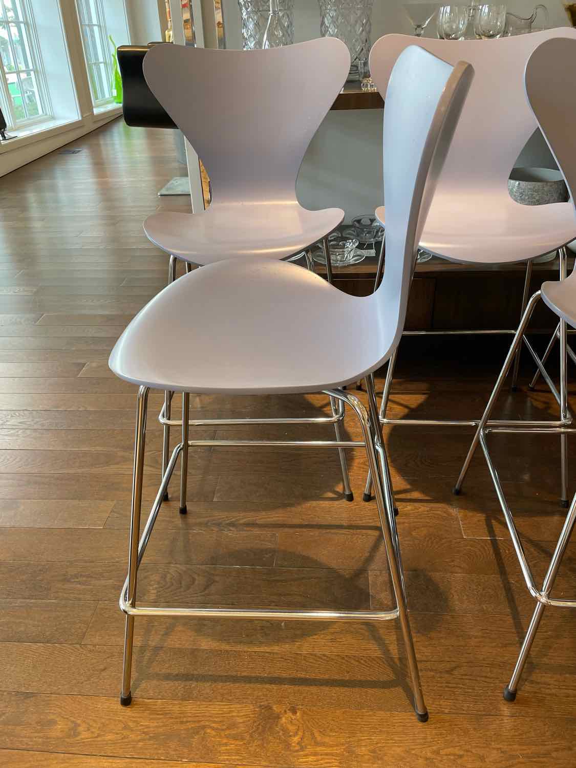 PAIR of Lavender Counter Stools by Fritz Hansen