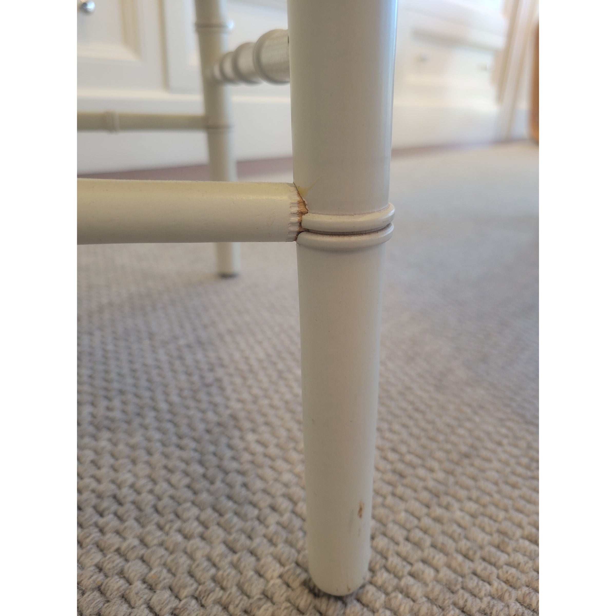 SET of 8 Bulgarian Faux Bamboo Dining Chairs w/ Tan Cushions - AS IS