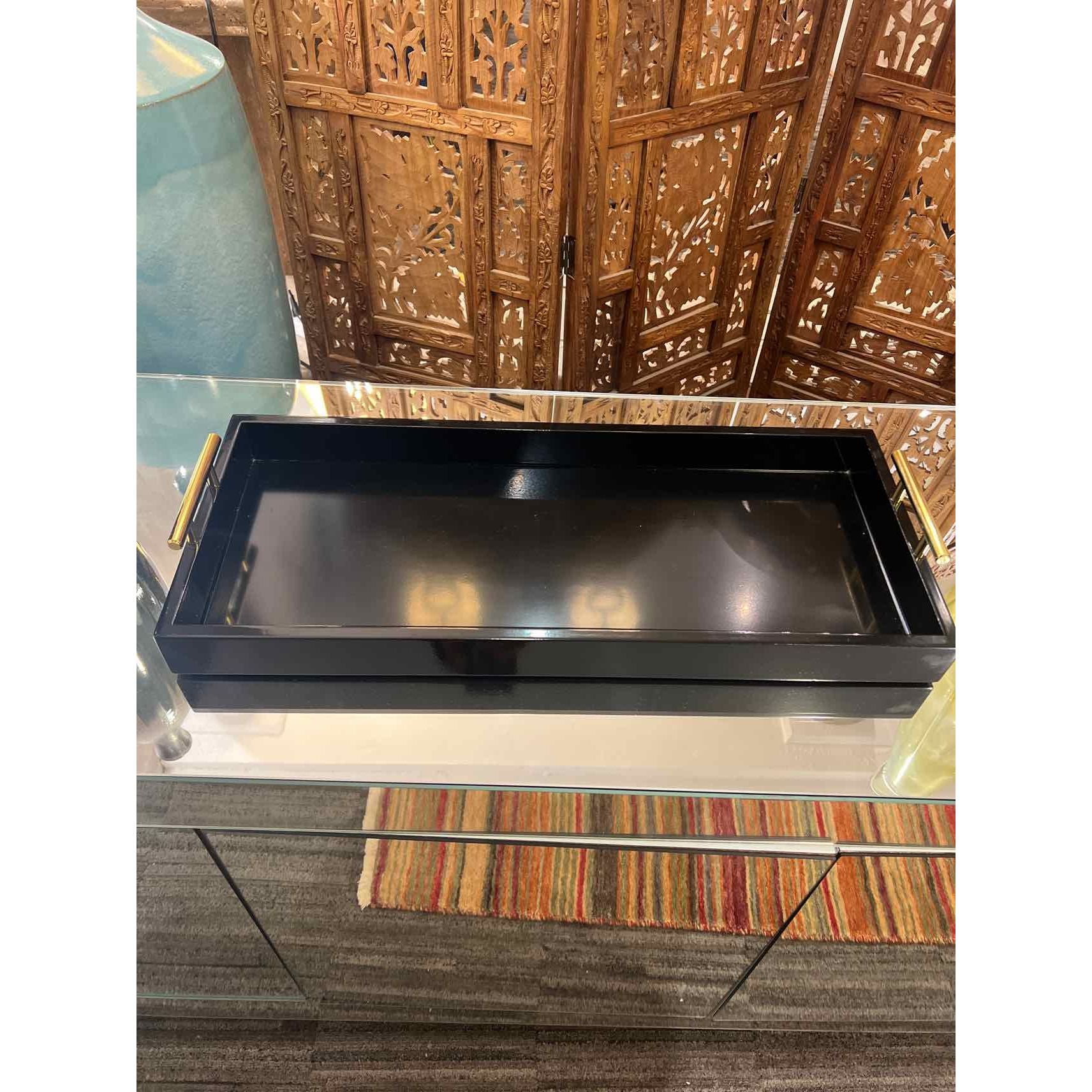 Black Tray with Gold Handles