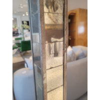 King-Sized Mirrored Mercury Glass Canopy Bed w/ Lilac Velvet Headboard (AS IS) - colletteconsignment.com