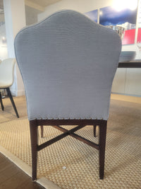 SET of 8 Vintage Upholstered Nailhead Dining Chairs w/ Dark Wood Legs (AS IS)