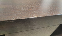 Custom Stained Quarter Oak Coffee Table w/ Bronze Corner Posts