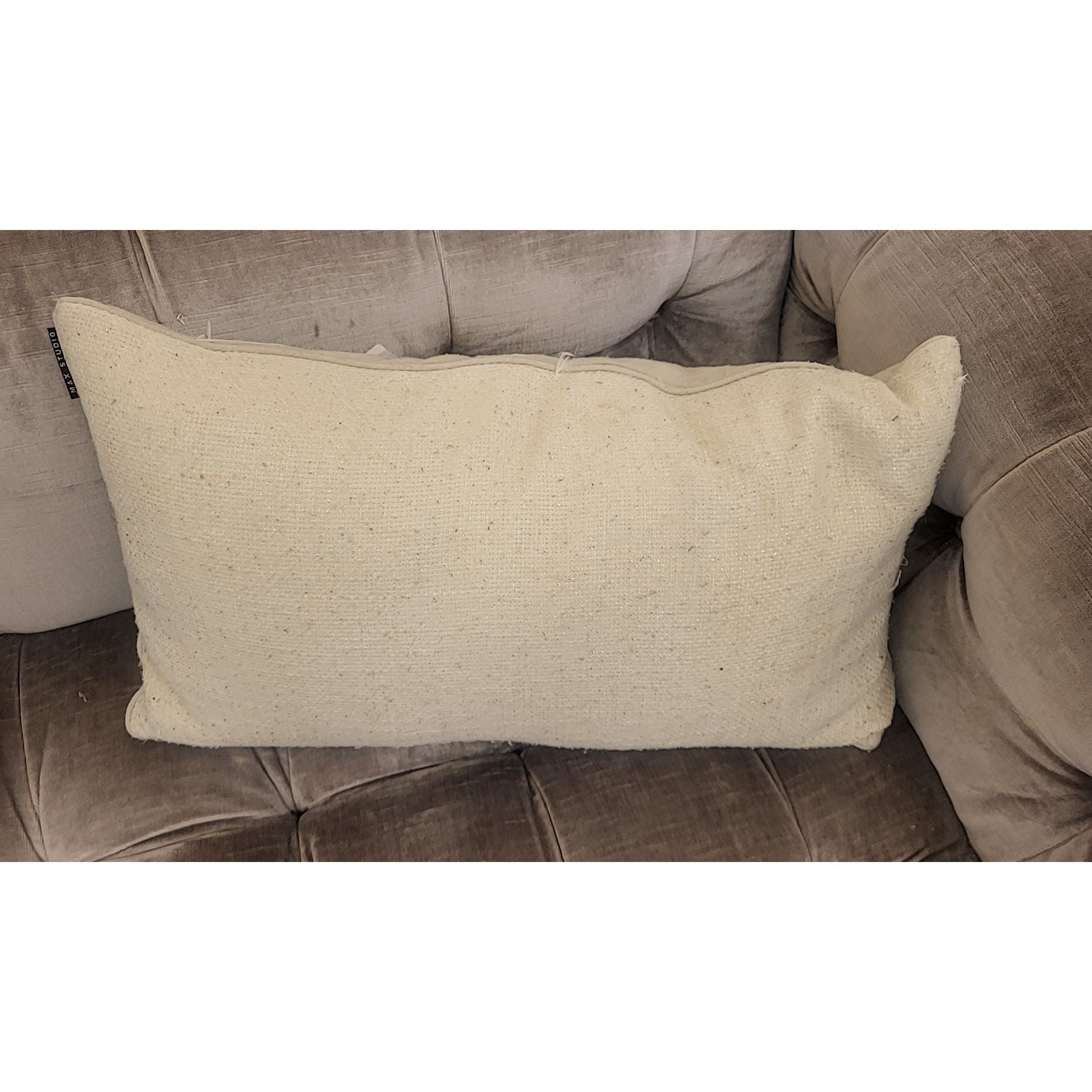 Beige Metallic Lumbar Pillow by Max Studio