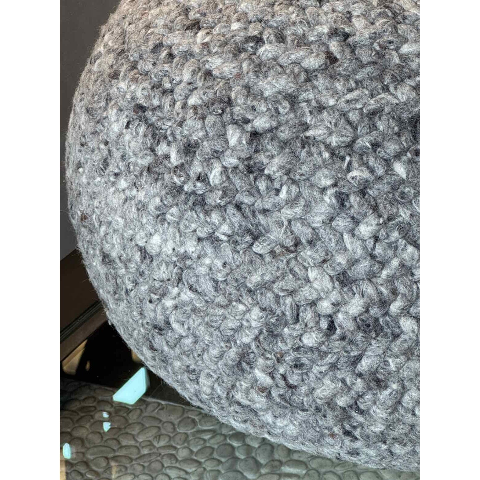 Custom Heather Gray Woven Wool Pouf