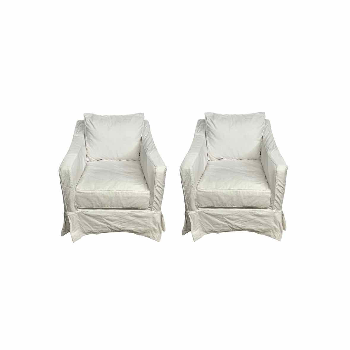 Pair of Rebecca Slipcover Chairs in Denim White by Cisco