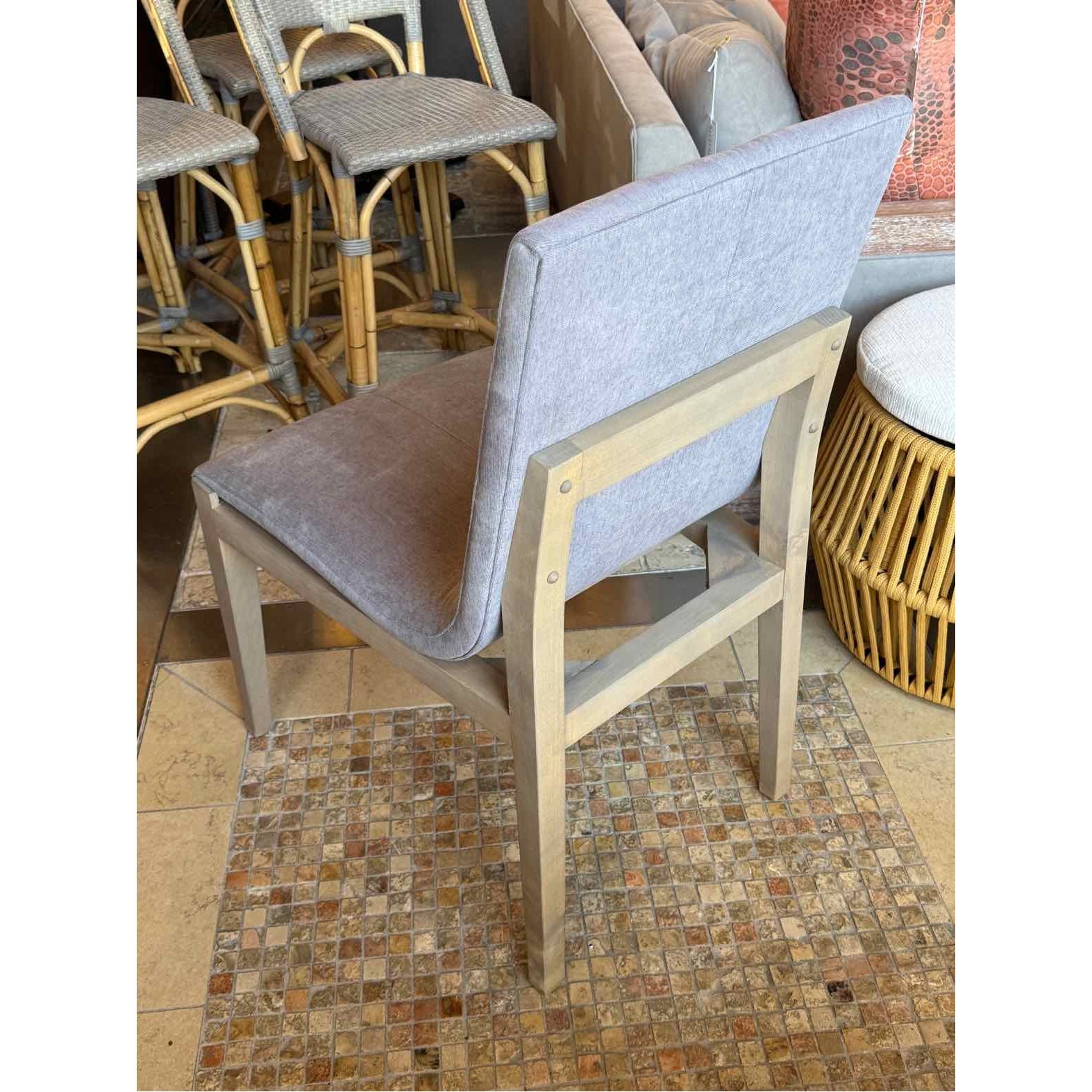SET of 10 Gray Upholstered Dining Chairs on Wood Bases