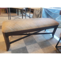 Vintage Dark Wood Bench w/ Wicker Seat