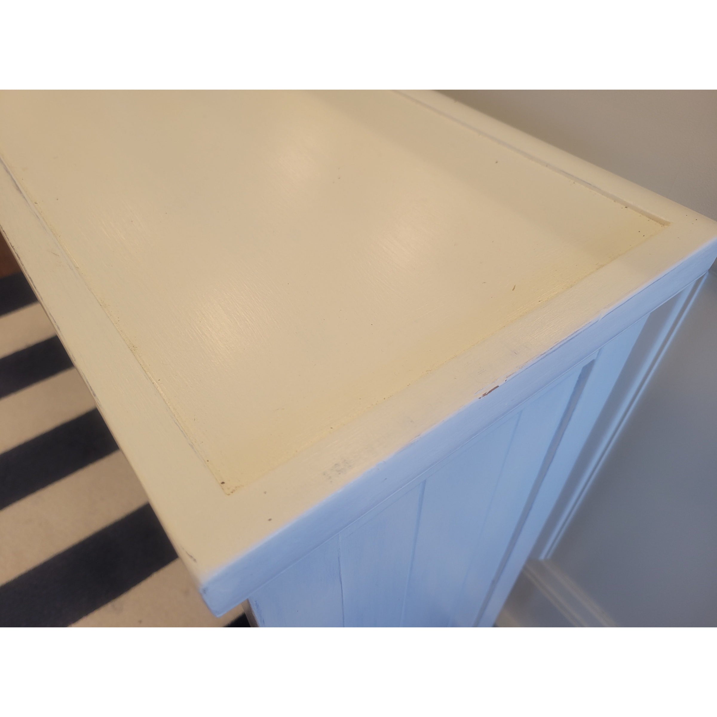 Vintage White Painted Wood Console Table w/ Open Storage - colletteconsignment.com