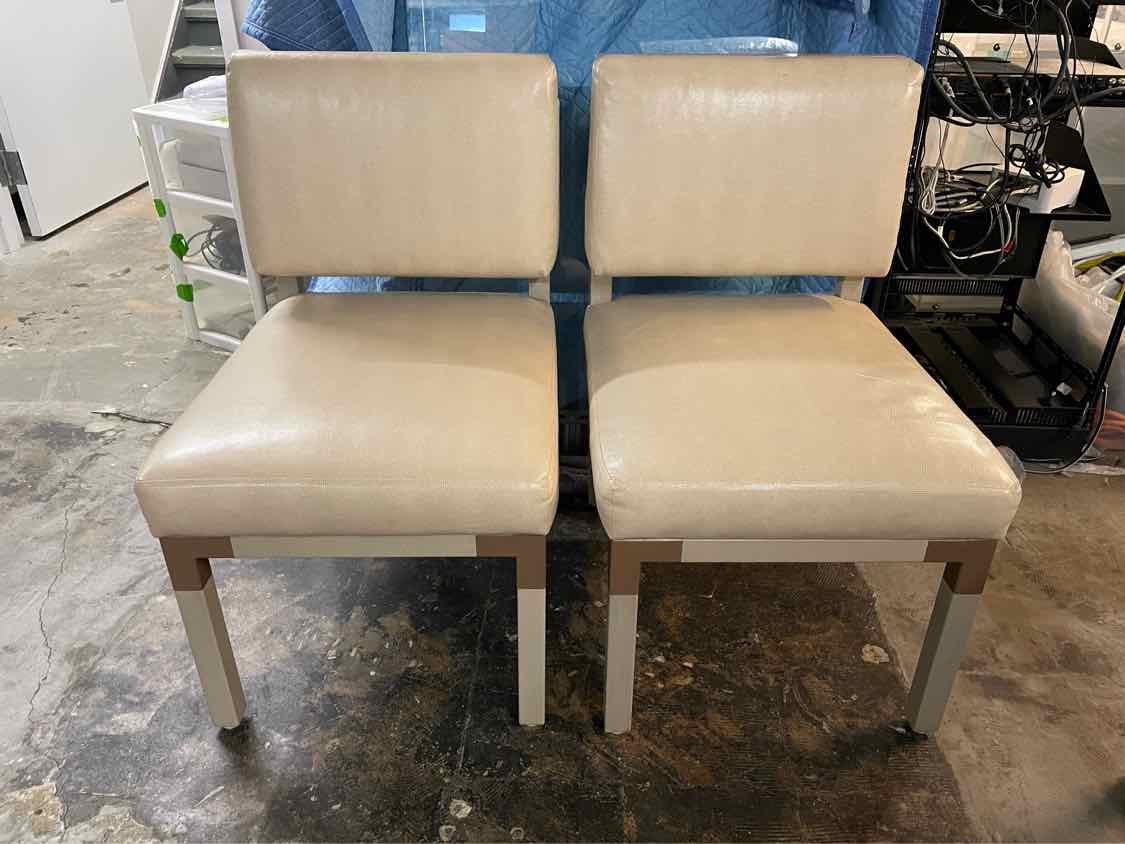 SET of 10 Leather & Brass Dining Chairs by Antoine Proulx for Dennis Miller