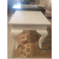 Queen Anne Style White Wash Wood Side Table