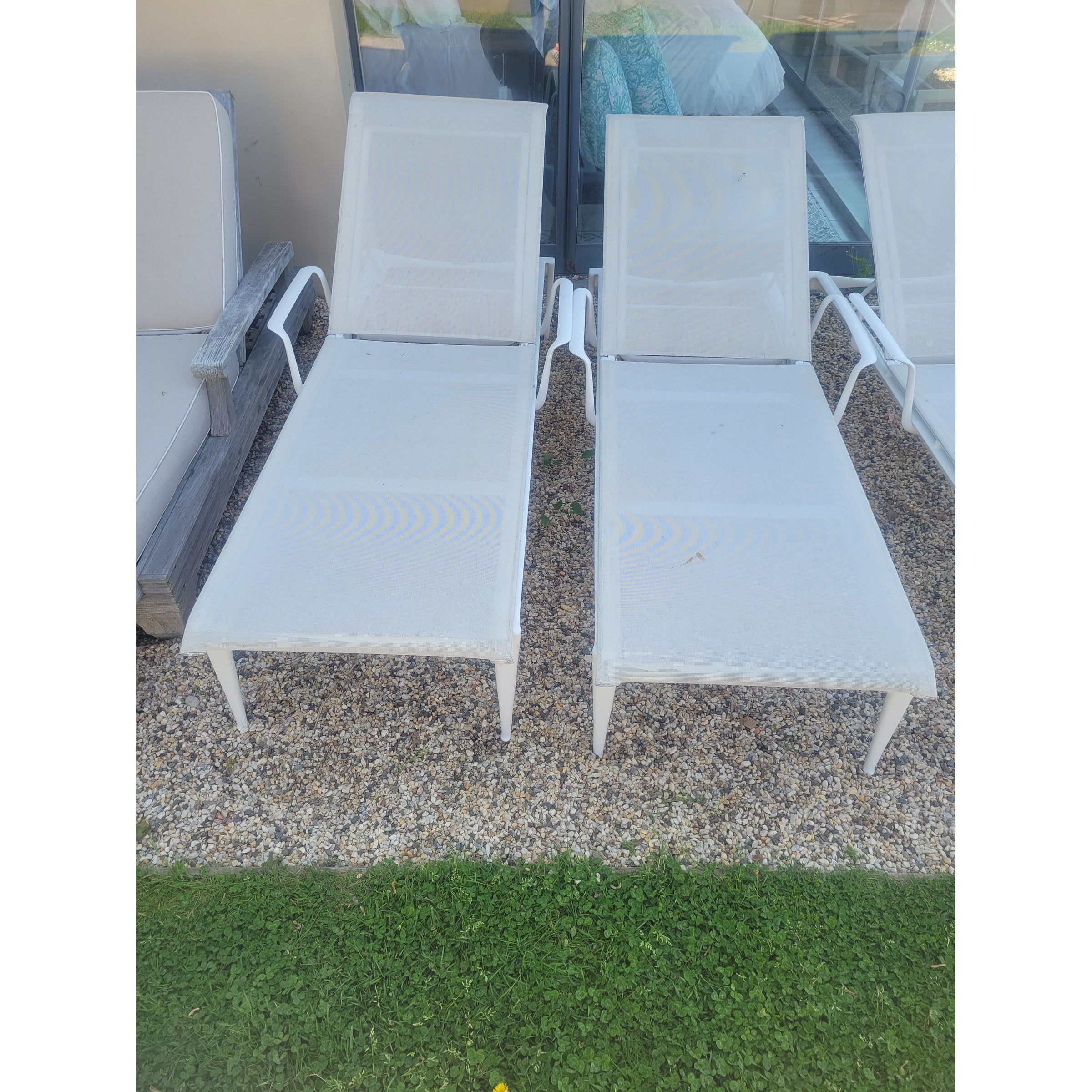 PAIR of Flight Sling Adjustable Aluminum Chaise Lounges by Brown Jordan (AS IS)