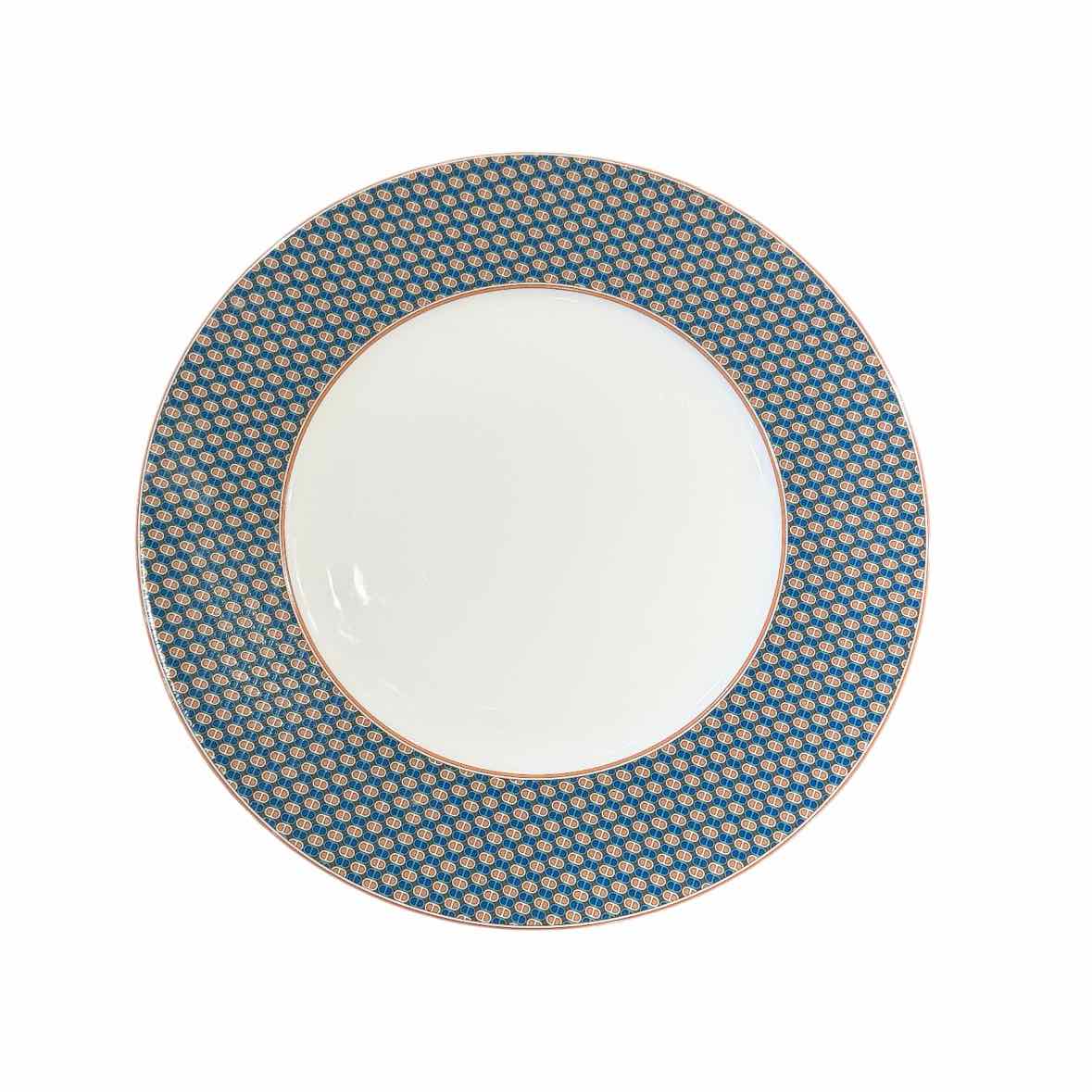 Hermes Tie Set Porcelain Dinner Plate w/ Green Trim