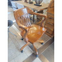 Antique Oak Rolling Bankers Chair
