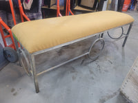 Custom Hessian Upholstered Metal Bench (AS IS)