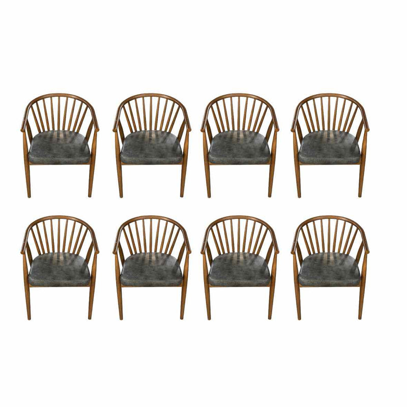 SET of 8 'Danson' Ash Wood Sleigh Back Chairs by Nuevo - AS IS