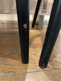 SET of 8 Black Wood Dining Chairs w/ Blue Velvet Seats by Paul McCobb